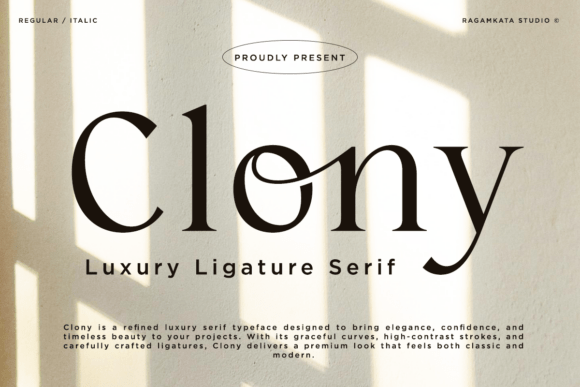 Clony Luxury Serif Typeface for Elegant Crafts