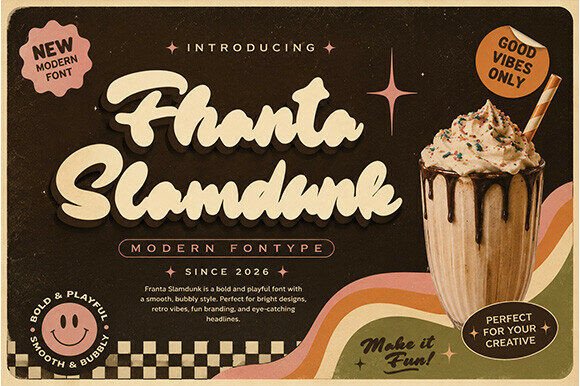 Fhanta Slamdunk: Bold 70s Script Font for Crafters