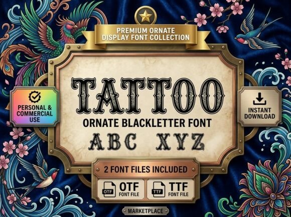 Tattoo Font for Bold Handmade Branding